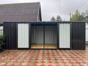 Хозблок для садовой техники и инвентаря в серо-коричневом цвете в СНТ Солнечный, г. Переславль-Залесский, Ярославская обл.